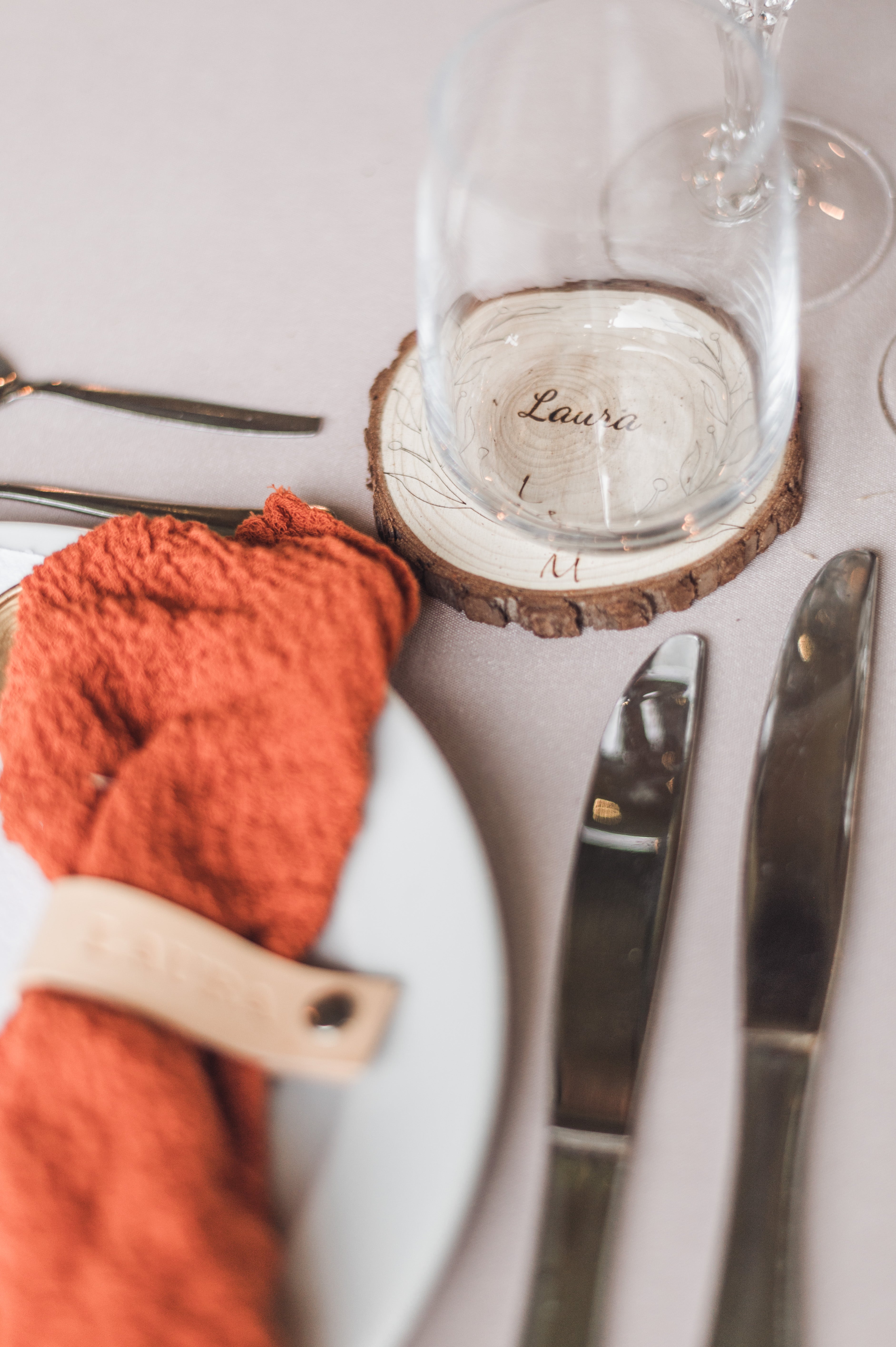 Dessous de verre personnalisés, rondins de bois gravés, 10cm